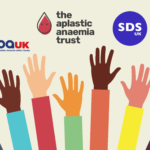 Hands reaching up with charity logos